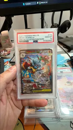 2025 POKEMON MEG EN-MEGA EVOLUTION #179 MEGA LUCARIO EX PSA 10 - Image 1