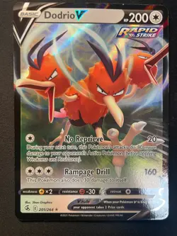 Dodrio V 201/264 Fusion Strike Pokemon TCG Ultra Rare Holo LP - Image 1