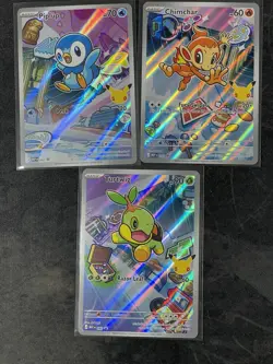 Pokemon 1st Partner Illustration Collections Turtwig #40 Chimchar #41 Piplup #42 - Image 1