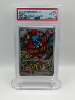 2025 POKEMON MEP EN-ME BLACK STAR PROMO #010 RIOLU PSA 8 - Image 1