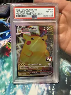 2022 Pokemon Pikachu VMAX #044 Play! Prize Pack Series Card Holo PSA 8 NM-Mint - Image 5