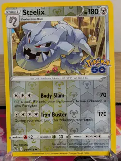 STEELIX 044/078 UNCOMMON POKEMON GO POKEMON REVERSE HOLO LP - Image 1