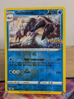 GOLISOPOD 026/078 HOLO RARE POKEMON GO POKEMON REVERSE HOLO LP - Image 1