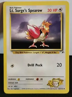 2000 Pokemon Card Gym1 Lt. Surge's Spearow #52 UC NM - Image 1