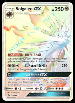 Pokemon Cards Solgaleo GX 155/149 SM Base Set Holo Secret Rare LP - Image 1