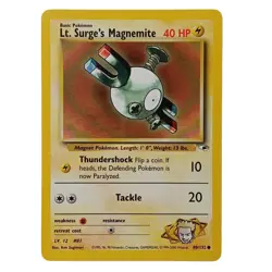 Pokemon Lt Surge’s Magnemite Gym Heroes 80/132 Unlimited Common Card WOTC NM - Image 1