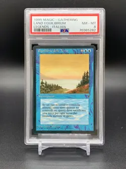 1995 Italian Magic The Gathering Legends Land Equilibrium PSA 8 - Image 1