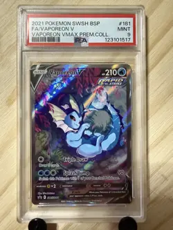 Vaporeon V 181 Vmax Premium Collection Swsh Black Star Promo Pokemon PSA 9 - Image 1