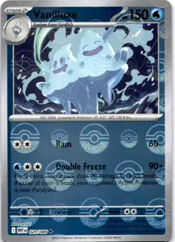 VANILLUXE (POKE BALL PATTERN) 029/086 UC WHITE FLARE POKEMON HOLO LP - Image 1