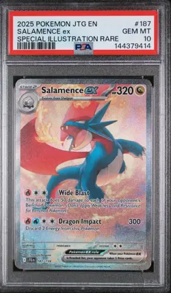 2025 Pokemon JTG EN Salamence ex Special Illustration Rare #187 PSA 10 GEM MT - Image 1