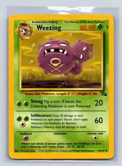 WEEZING 45/62 UC FOSSIL POKEMON UNLIMITED DMG - Image 1