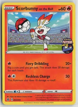 Scorbunny on the Ball 4/5 Pokemon Futsal Collection Pokemon NM - Image 1