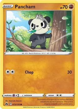 Pancham Pokemon Crown Zenith 072/159 NM - Image 1