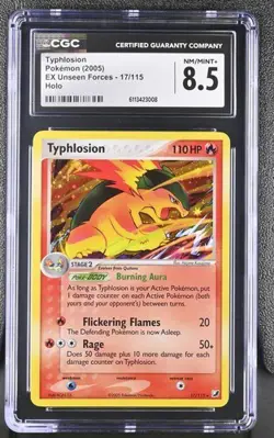 CGC 8.5 TYPHLOSION 17 EX UNSEEN FORCES HOLO POKEMON NM/ MINT - Image 1