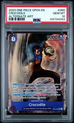 2023 ONE PIECE OP04-060 EN CROCODILE ALTERNATE ART PSA 10 - Image 1