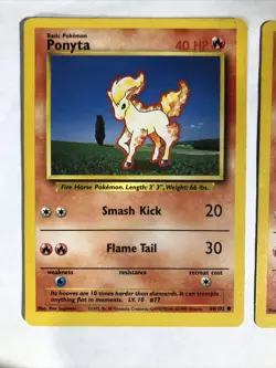 Lot of 3 - Pokemon Card PONYTA Base Set Unlimited 60/102 common Fire type - Image 2