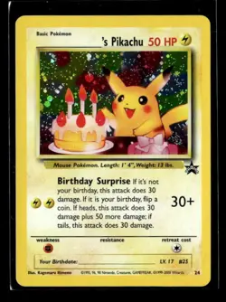 __’s Pikachu #24 Black Star Promo WOTC 2000 Holo Foil Pokemon Card Birthday Vtg - Image 1