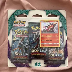 Pokemon Sun & Moon Burning Shadows 3 Pack Blister Turtonator Portuguese TCG - Image 1