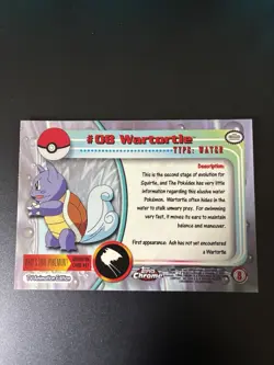 Pokemon #8 Wartortle Card Foil Holo Topps Chrome 2000 TV Animation Series 1 - BL - Image 2