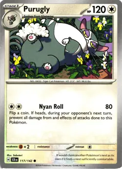 Pokemon Stellar Crown Purugly Regular Common Card - Image 1