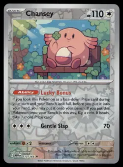 Chansey 113/165 Rare 151 Pokemon TCG Reverse Holo NM - Image 1