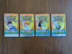 EMPTY Pokemon Gym Heroes Art Set x4 Booster Pack Wrappers WOTC - Image 1