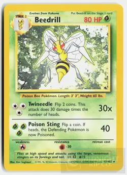 POKEMON BEEDRILL 17 BASE SET UNLIMITED LP - Image 1