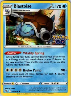 Blastoise 017/078 Pokemon GO Pokemon NM Holofoil - Image 1