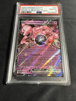 2025 Pokemon SVP EN Rocket's Mewtwo Ex #205 Promo PSA 10 - Image 2