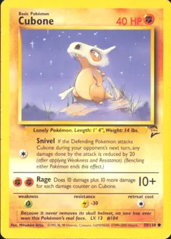 Pokemon TCG - Cubone Base Set 2 070/130 MP - Image 1