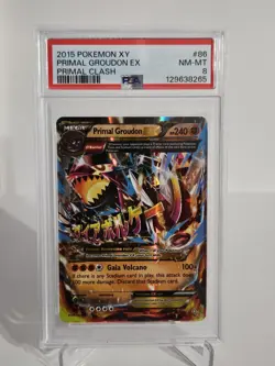Pokemon XY Primal Clash 2015 Primal Groudon EX Holo Ultra Rare #86/160 PSA 8 - Image 1