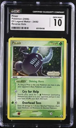 CGC 10 GEM MINT Pinsir 2006 EX Legend Maker 24/92 Reverse Holo Pokemon Card - Image 1