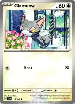 Pokemon Stellar Crown Glameow Regular Common Card - Image 1