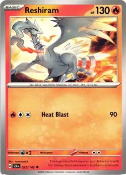 Pokemon Stellar Crown Reshiram Regular Uncommon Card - Image 1