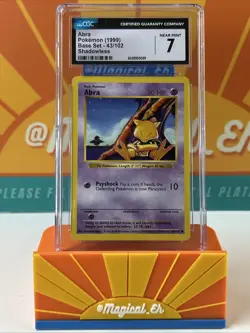 Abra #43 Shadowless Pokemon TCG 1999 Base Set Near Mint CGC 7 - Image 1