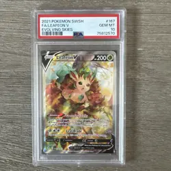 2021 Pokemon SWSH Leafeon V Evolving Skies #167 PSA 10 Gem Mint - Image 1