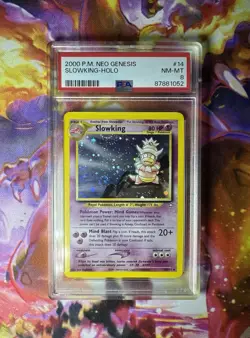 2000 POKEMON NEO GENESIS #14 SLOWKING-HOLO PSA 8 DOUBLE SWIRL - Image 1
