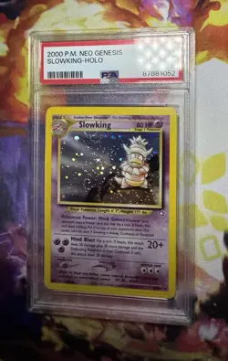 2000 POKEMON NEO GENESIS #14 SLOWKING-HOLO PSA 8 DOUBLE SWIRL - Image 2