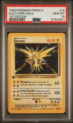 Carte Pokemon Electhor 16/102 Holo Set de base Edition 1 PSA 10 GEM MINT 🔥 - Image 2