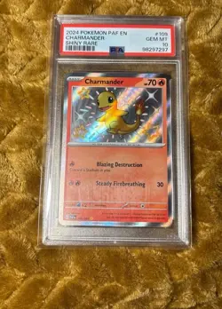 Pokemon Charmander SV: Paldean Fates Shiny Rare Holo 109/091 PSA 10 2024 - Image 1