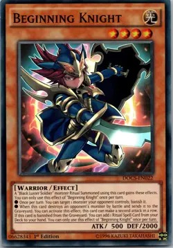 Yugioh Beginning Knight DOCS-EN022 1st Edition Super Rare NM - Image 1