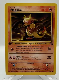 Pokemon TCG Magmar Base Fossil Set, 1st Edition Uncommon Card 39/62 - Image 1