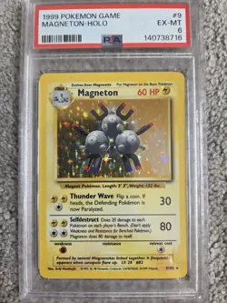 1999 POKEMON BASE SET UNLIMITED #9 MAGNETON-HOLO PSA 6 9/102 - Image 1