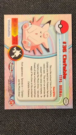 2000 Topps Chrome Pokemon ~ CLEFABLE ~ # 36 ~ T.V. Animation Card Series 1 - Image 3