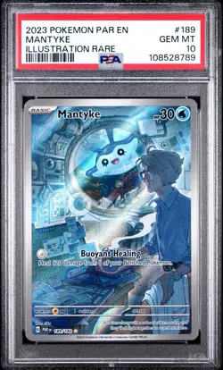 PSA 10 Gem Mint Mantyke 189/182 Paradox Rift: Illustration Rare Pokemon 2023 - Image 1