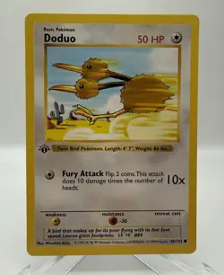 Doduo 1st Edition Shadowless Base Set 48/102 Pokemon NM near mint ships fast - Image 1