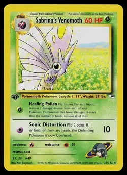 Pokemon Card - Sabrina's Venomoth 1st Edition Gym Heroes 34/132 Rare - Image 1