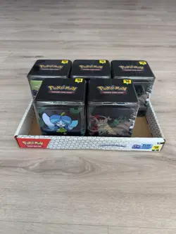POKEMON 2025 STACKING TIN LOT X5 W/ DISPLAY 15 BOOSTER PACKS NEW FACTORY SEALED! - Image 2