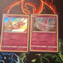 Pokemon TCG Mew 76/214 & Mewtwo SM77 Basic Card Nintendo Holo English - Image 1