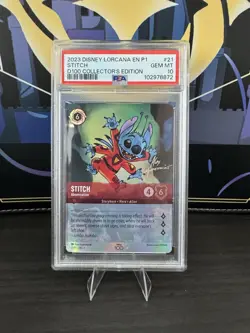 Disney Lorcana Stitch Abomination 21/P1 D100 Collector’s Edition PSA 10 GEM MINT - Image 1